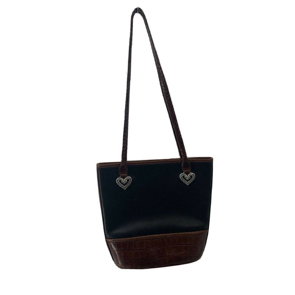 Brighton Black & Brown Croc Embossed Shoulder Bag